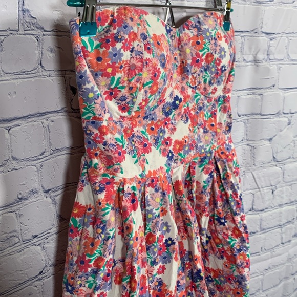 No Boundaries Y2K Babydoll Floral Strapless Mini Dress Cottagecore Hippie Size M - Picture 2 of 6
